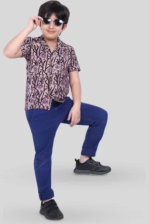 Moshi Moshi Mind Boys Classic Fit Spread Collar Floral Printed Cotton Casual Shirt