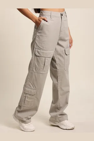 IVOC Women Straight Fit High-Rise Cargo Trousers