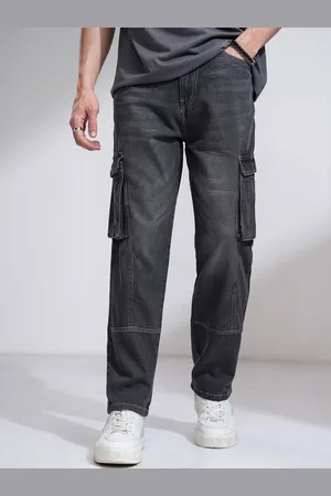 Highlander Men Straight Fit High-Rise Stretchable Cargo Jeans