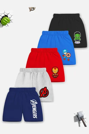 Miss and Chief Boys Pack of 5 Cotton Printed Avengers Shorts