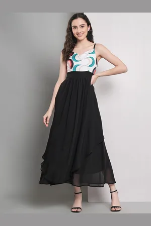 emeros Women Shoulder Straps Printed Midi Corset Dress
