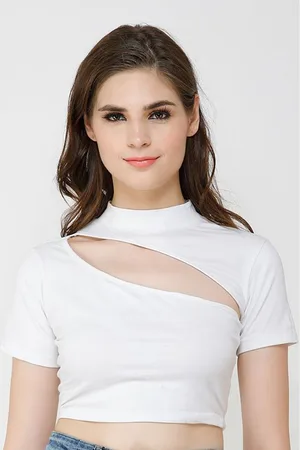 Moda Rapido Cut Out Detail Cotton Fitted Crop Top