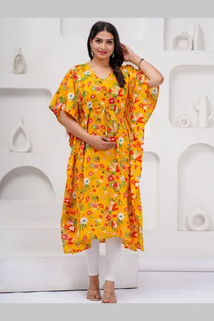 Celebravo Women Floral Printed Floral Maternity Pure Cotton Kaftan Kurta