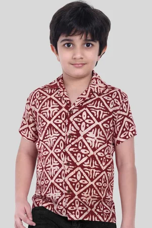 Moshi Moshi Mind Boys Classic Fit Cuban Collar Floral Printed Cotton Casual Shirt