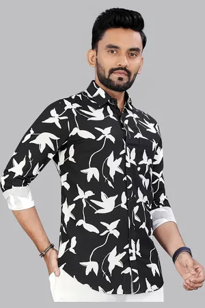 Metronaut Men Classic Fit Spread Collar Floral Printed Cotton Casual Shirt