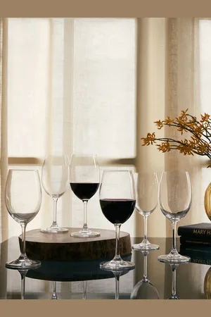 Pure Home and Living Set of 6 Transparent Sylvia Red Wine Glasses 350 ml