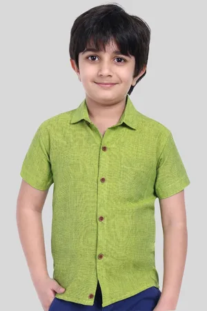 Moshi Moshi Mind Boys Classic Fit Spread Collar Solid Cotton Casual Shirt