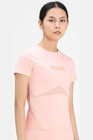 PUMA Women Pink Brand Logo Printed Slim Fit T-shirt