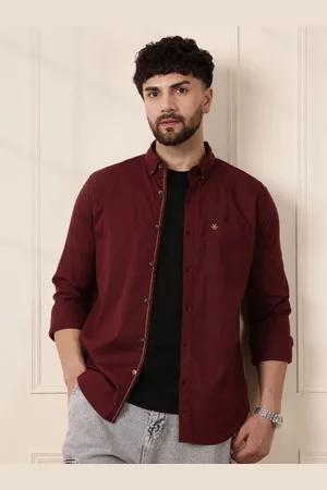 WROGN Men Comfort Fit Spread Collar Solid Elastane Casual Shirt