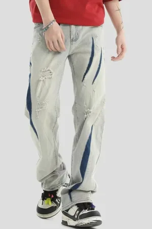 HERE&NOW Men Relaxed Fit Highly Distressed Heavy Fade Jeans
