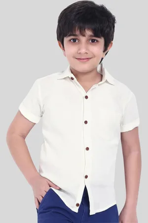 Moshi Moshi Mind Boys Classic Fit Spread Collar Solid Cotton Casual Shirt