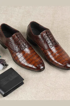 Metro Men Textured Lace Up Leather Brogues