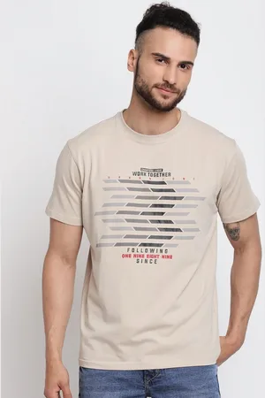CANTABIL Men Striped Round Neck Cotton T-shirt