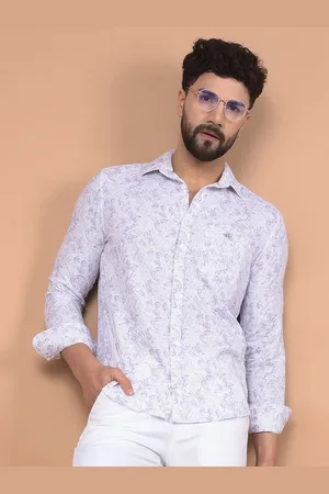 Crimsoune Club Men Premium Slim Fit Spread Collar Floral Printed Cotton Casual Shirt