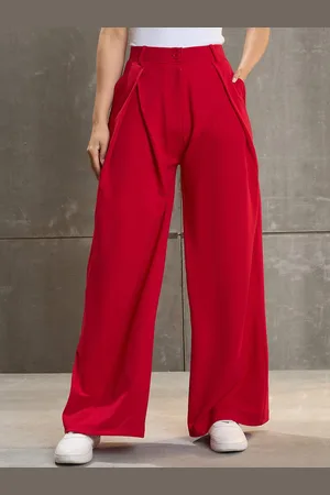 Sassafras Women Comfort High-Rise Loose Fit Wide Leg Trousers