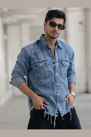 Powerlook Men Spread Collar Solid Cotton Casual Shirt