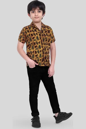 Moshi Moshi Mind Boys Classic Fit Spread Collar Abstract Printed Cotton Casual Shirt