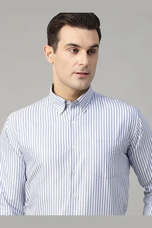 HANCOCK Men Candy Striped Slim Fit Wrinkle Ressistant Oxford Weave Formal Shirt