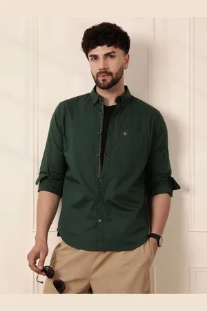 WROGN Men Comfort Fit Spread Collar Solid Elastane Casual Shirt