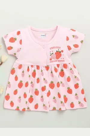 BUMZEE Girls Printed Cotton A-Line Round Neck Dress