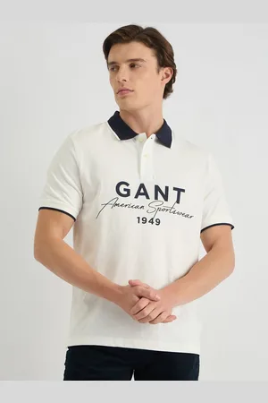 GANT Men Typography Printed Polo Collar Cotton T-shirt