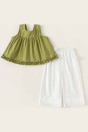 LULU & SKY Girls Pure Cotton Top With Palazzos