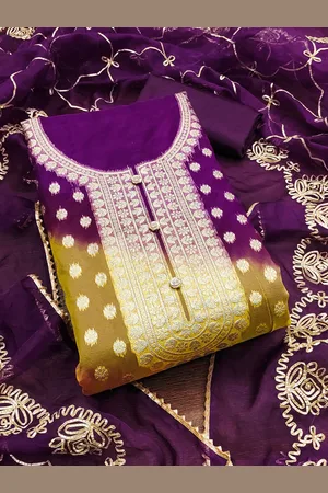 MANVAA Floral Woven Deisgn Organza Jacquard Unstitched Dress Material