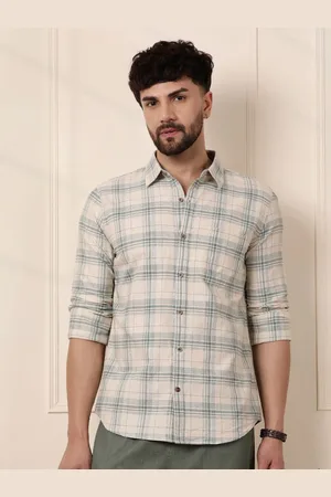 WROGN Men Comfort Fit Spread Collar Tartan Checked Cotton Casual Shirt