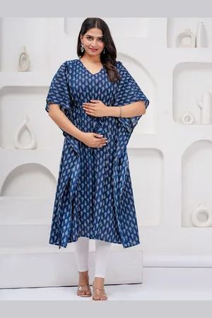 Celebravo Women Floral Print Flared Sleeve Maternity Cotton Kaftan Dress