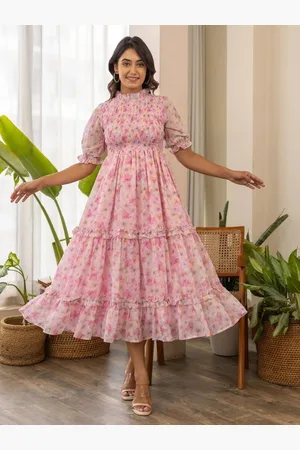 BAESD Women Floral Print Fit & Flare Midi Dress