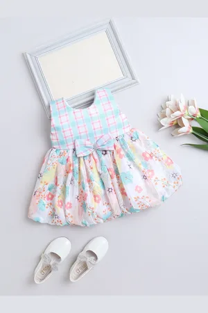 The Magic Wand Girls Checked Balloon Dress With Bow