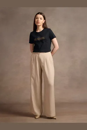 Ralph Lauren Women Typography Printed Extended Sleeves Pure Cotton T-shirt