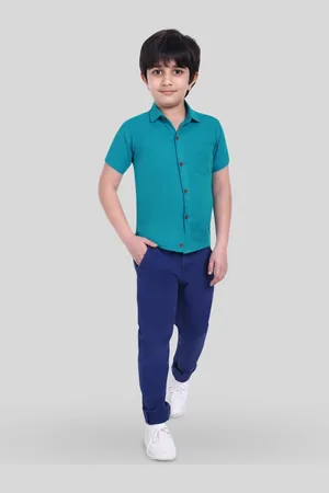 Moshi Moshi Mind Boys Classic Fit Spread Collar Solid Cotton Casual Shirt