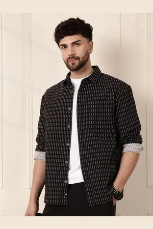 WROGN Men Comfort Fit Spread Collar Geometric Printed Cotton Casual Shirt
