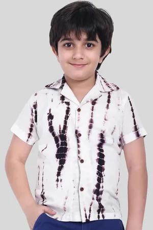 Moshi Moshi Mind Boys Classic Fit Cuban Collar Abstract Printed Cotton Casual Shirt