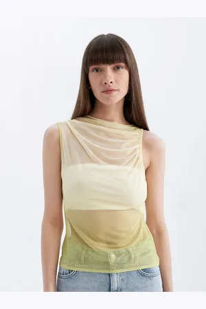 DeFacto Women Ombre Cowl Neck Sheer Top