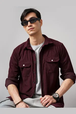 PAUL STREET Men Self Design Textured Corduroy Casual Shacket