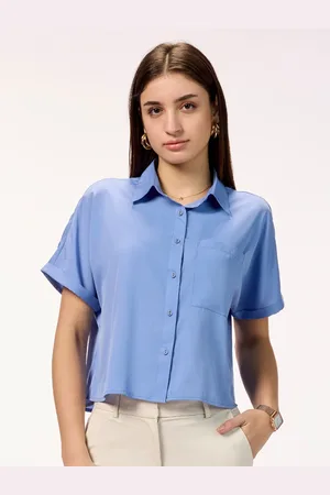 Bombay High Women Relaxed Boxy Fit Spread Collar Solid Formal Shirt