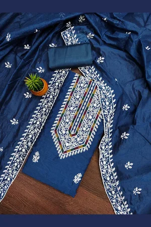 MANVAA Floral Embroidered Thread Work Modal Cotton Unstitched Dress Material