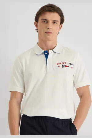 GANT Men Typography Printed Polo Collar Cotton T-shirt