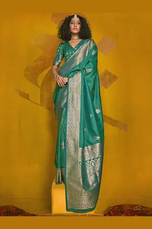 ELORA Woven Design Zari Silk Blend Banarasi Saree