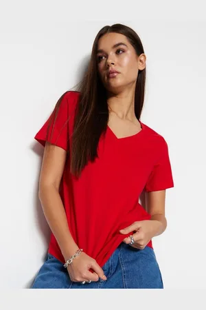 Color Capital Women Solid V-Neck Relaxed Fit T-shirt