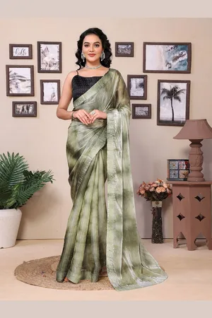 DIVASTRI Tie and Dye Beads and Stones Art Silk Saree