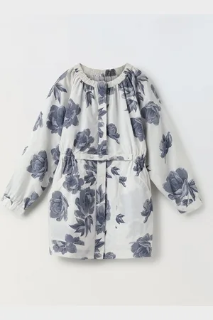 SPUNKIES Girls Floral Printed Round Neck Cotton A-Line Mini Dress