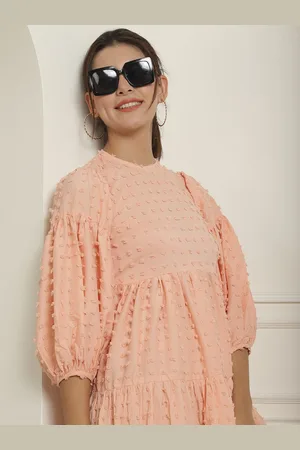 JAINISH Women Puff Sleeve A-Line Dress
