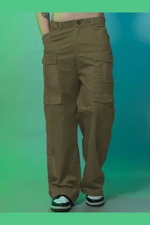HERE&NOW Men Cotton Straight Fit Cargos Trousers