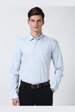 Peter England Men Spread Collar Floral Printed Cotton Slim Fit Formal Shirt