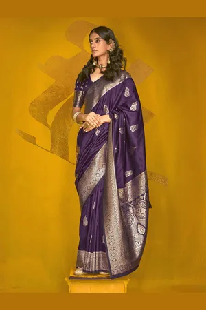 ELORA Woven Design Zari Silk Blend Banarasi Saree
