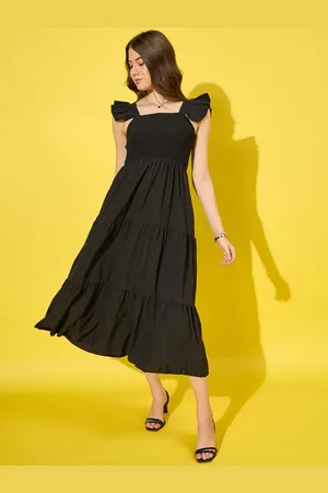 BuyNewTrend Women Crepe Fit-Flare Midi Dress