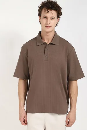 Calvin Klein Men Self Design Polo Collar Cotton Oversized T-shirt